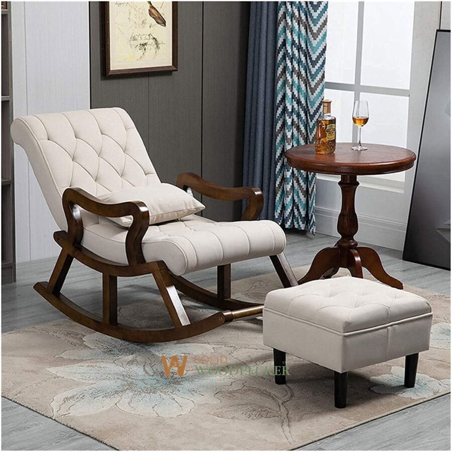 Modern Rocking Entwood Modern Rocker with Ottoman - Solid Woodpecker Private Limited