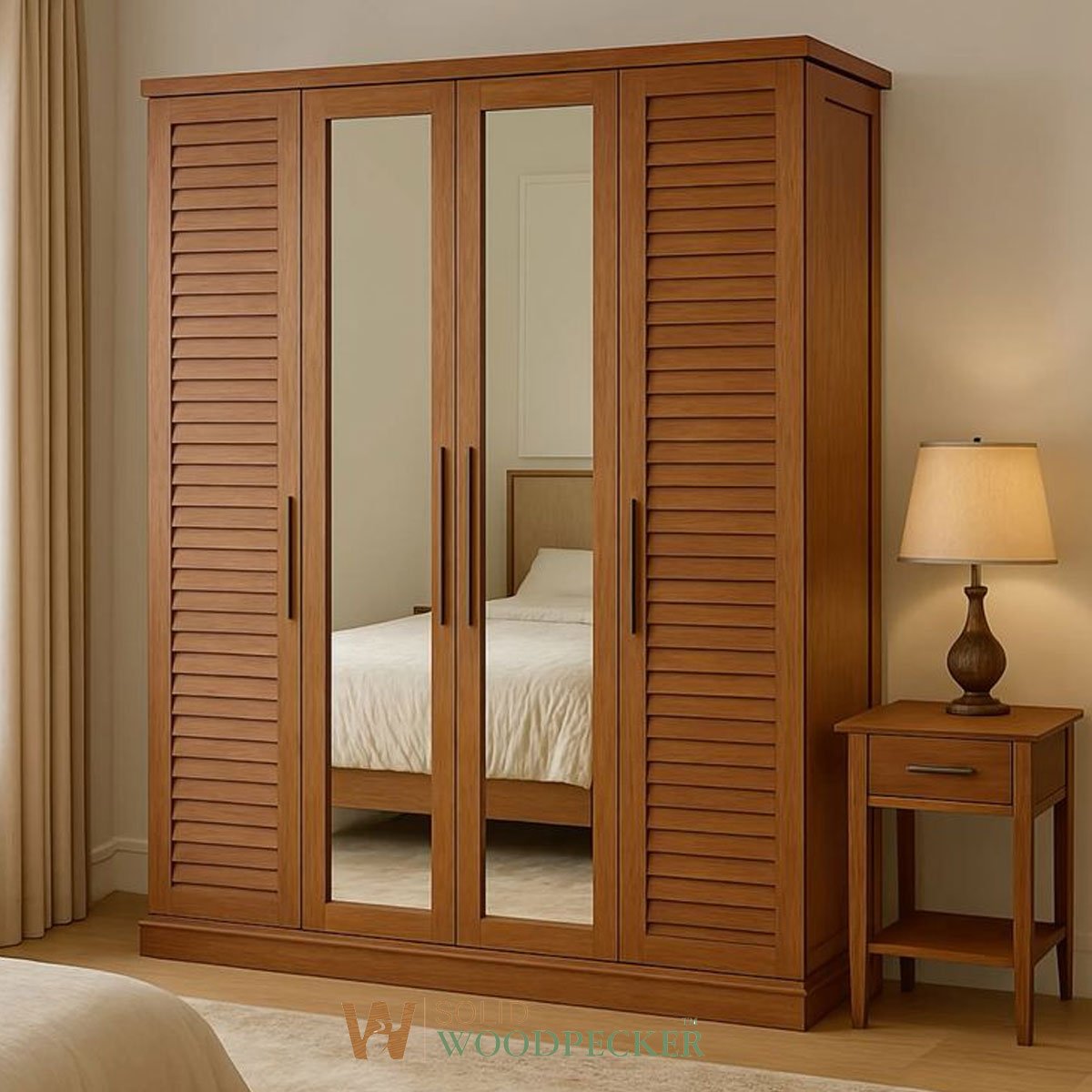 Louvered Wardrobe with Dressing Mirror